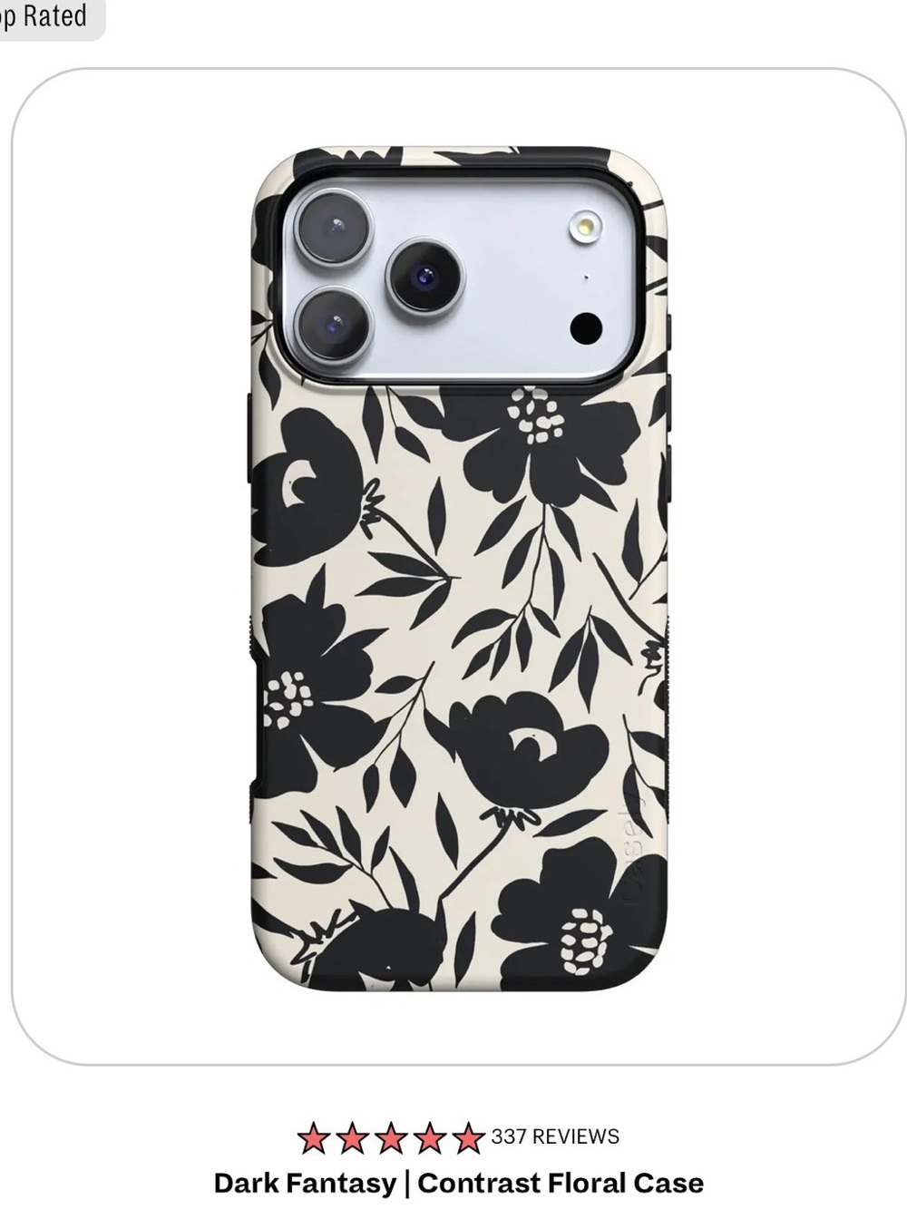 15 Pro Contrast Floral Protective Phone Case - Black on Cream